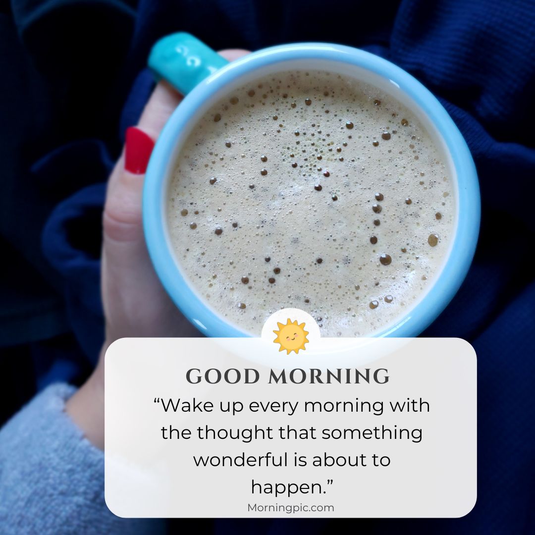 good morning images with positive words coffee holding girl