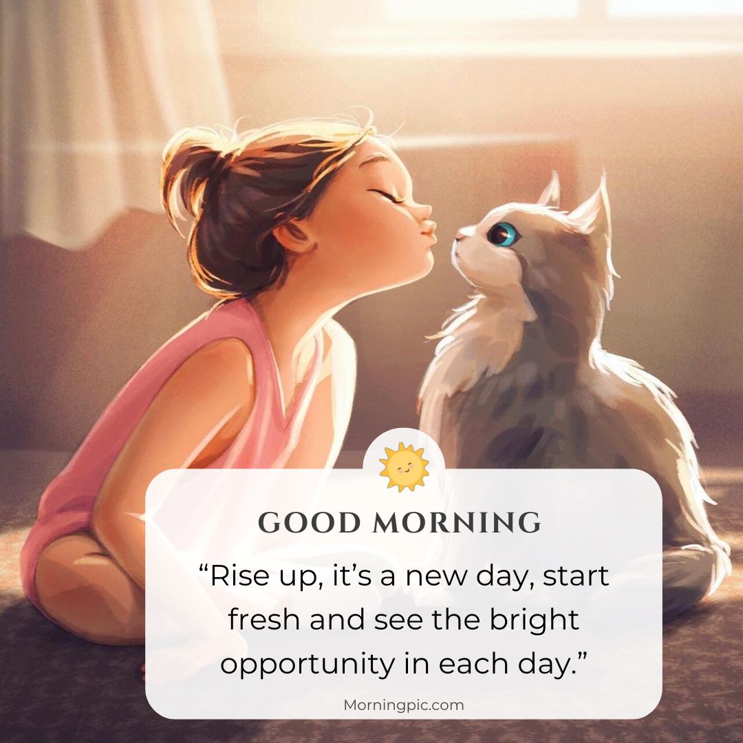 new good morning images with positive words 2024 bird and girl