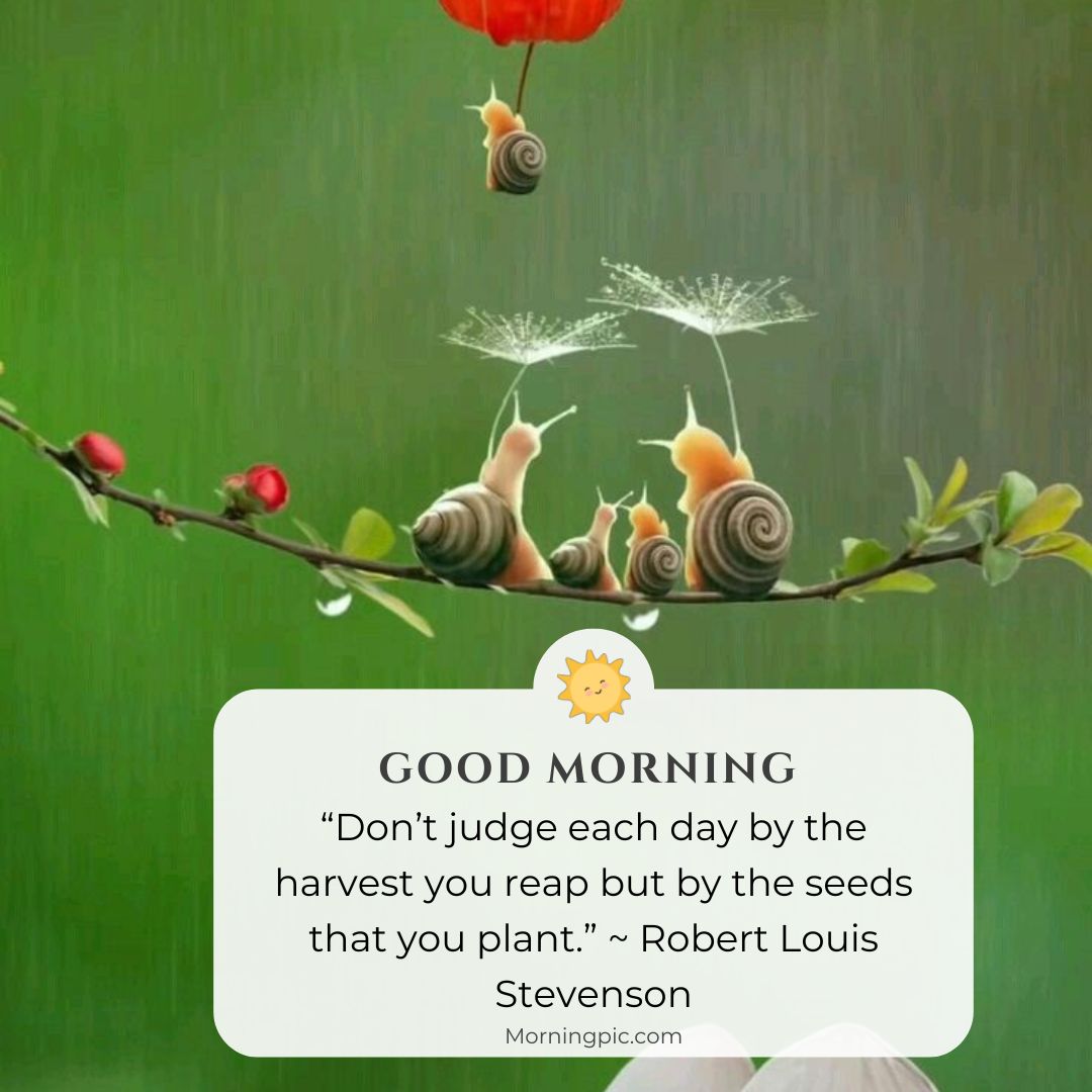 snail family good morning images with positive words 2024