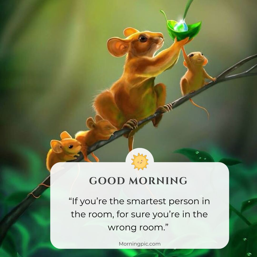 cute rat family good morning images with positive words