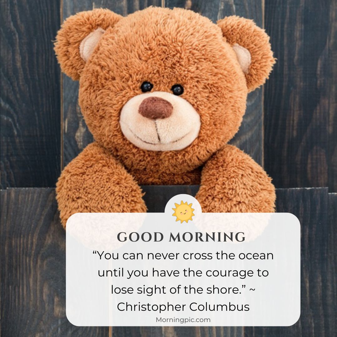 Teddy bear good morning images with positive words