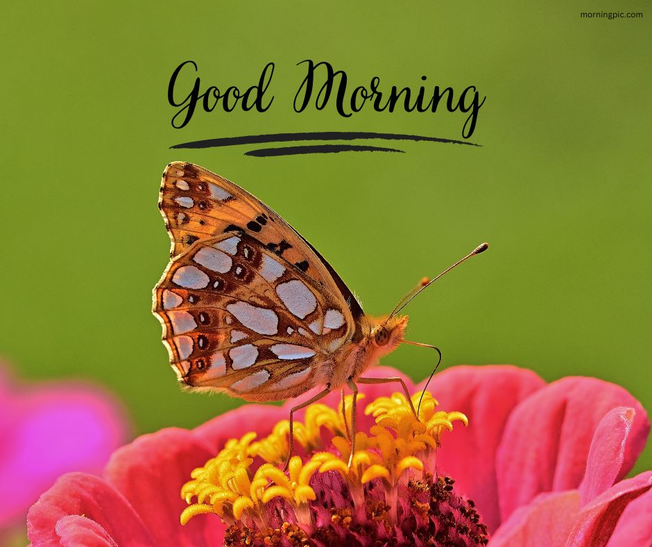 good morning images with flowers butterfly