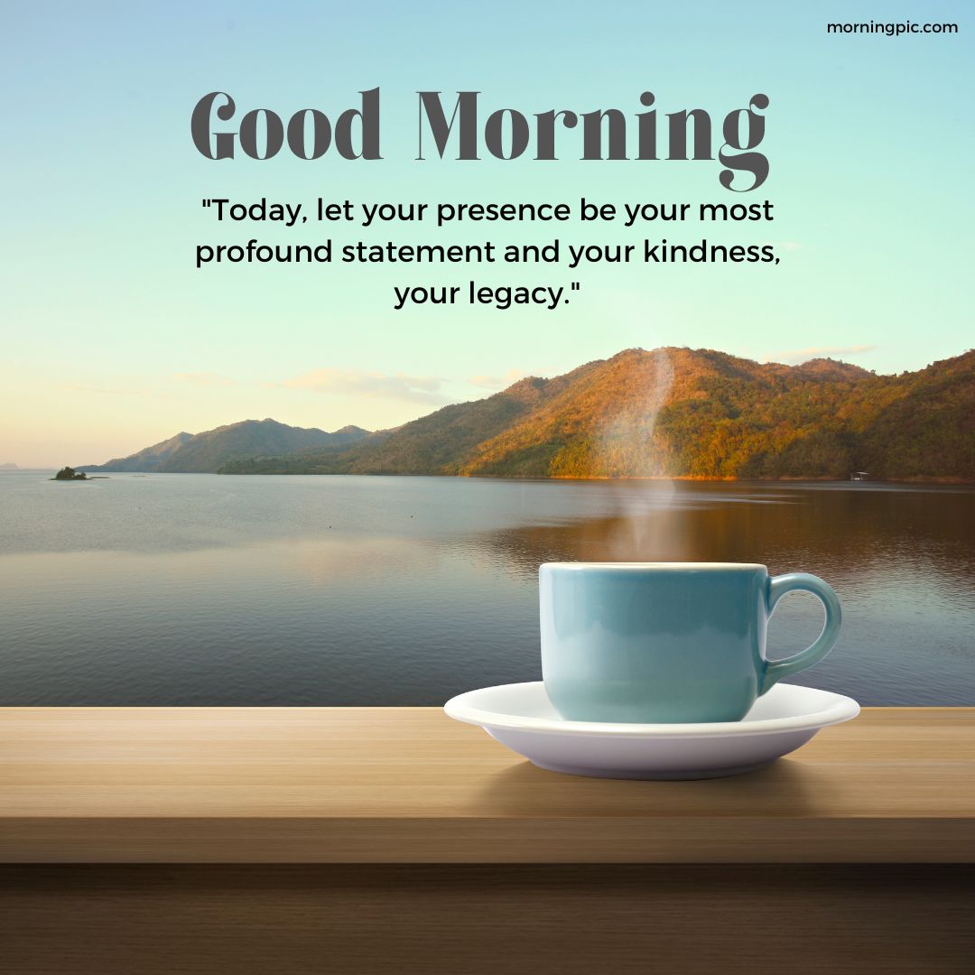 good morning images with positive words hot coffee mountains